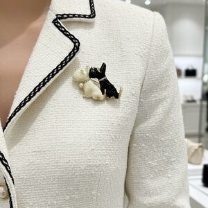 Vintage Black And White Scottie Terrier Brooch | Sophisticated Classy Pin | Gift